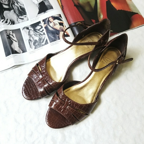 Joan & David Shoes - Joan & David Circa Croc Embossed Low Wedge Sandals